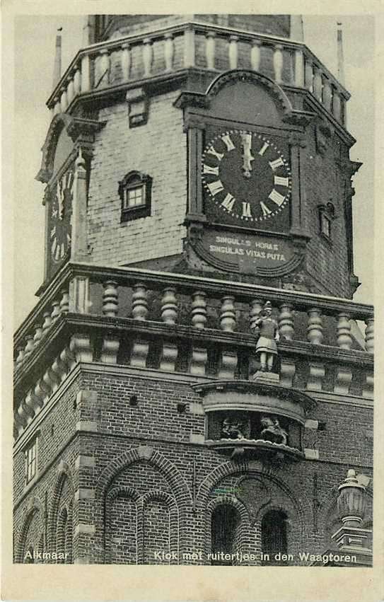 300-476-013 Alkmaar Klok met ruitertjes in den Waagtoren, Verzenden, Voor 1920, Noord-Holland