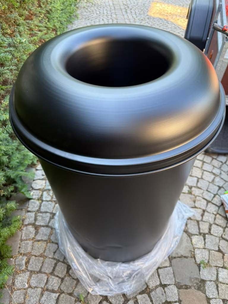Nieuwe V-Part Vlamdovende Afvalbak 200L Zwart, 40 liter of meer, Ophalen of Verzenden, Nieuw, Metaal