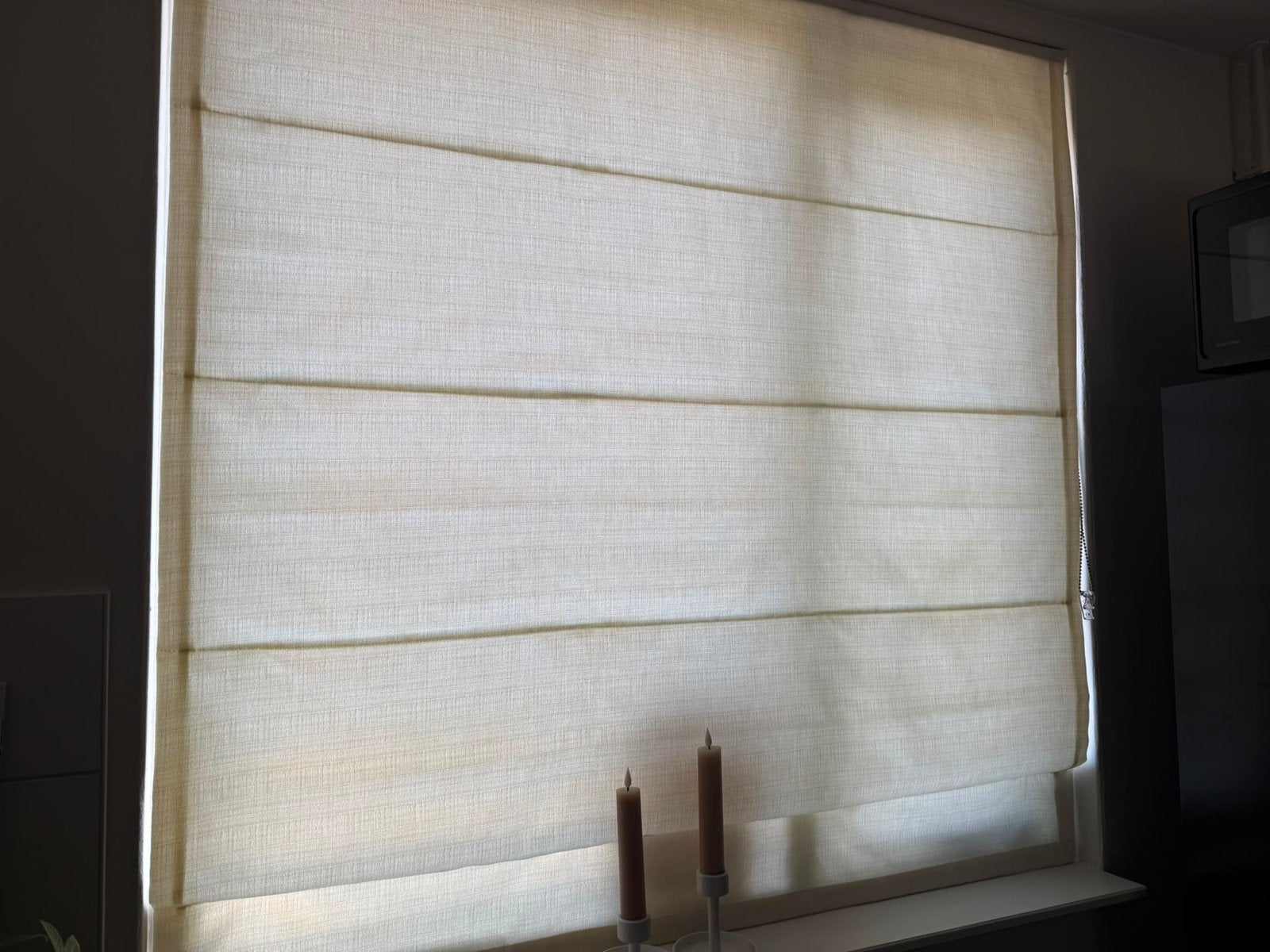 Vouwgordijn Tuiss, oud beige, 146x147 cm, z.g.a.n., Huis en Inrichting, Stoffering | Gordijnen en Lamellen, Ophalen, Overige merken