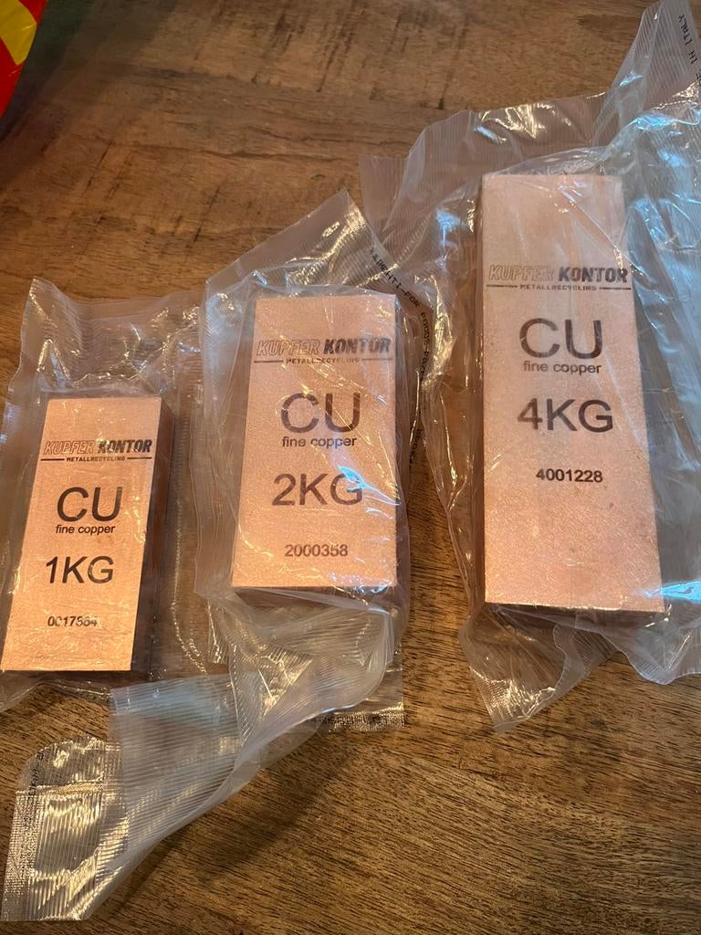 Mooie Koper baren totaal 7 kilo 999.9 met certificaat, Ophalen of Verzenden, Koper