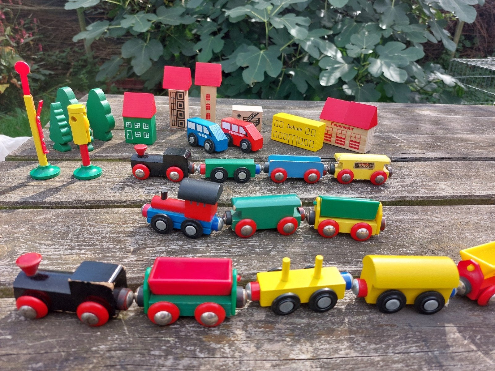 Grote set BRIO houten treinbaan met treinen en accessoires, Ophalen, Gebruikt