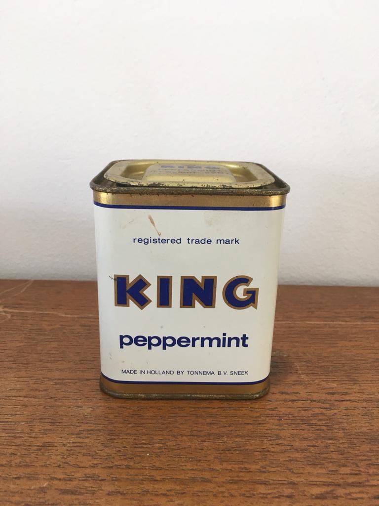 King Peppermint blikje blik retro vintage, Verzenden, Gebruikt, Overige, Overige merken