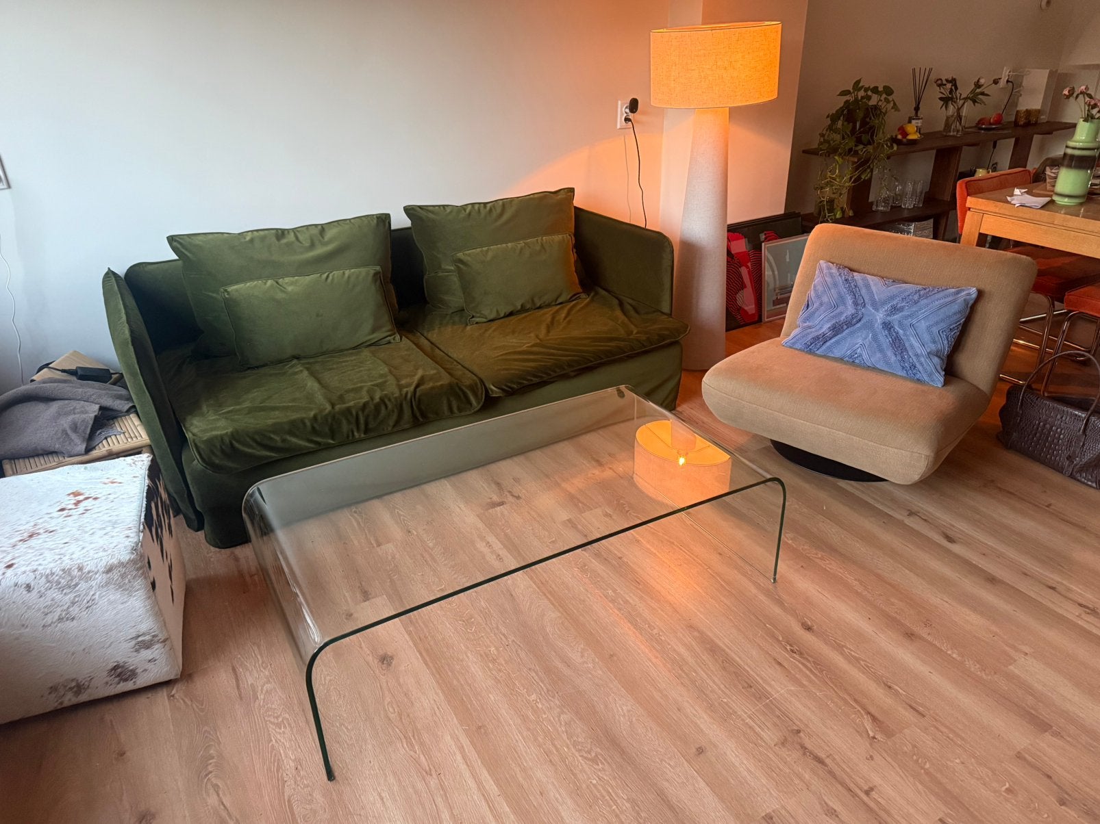 Glazen salon tafel, 100 tot 150 cm, Zo goed als nieuw, Rechthoekig, 50 tot 100 cm