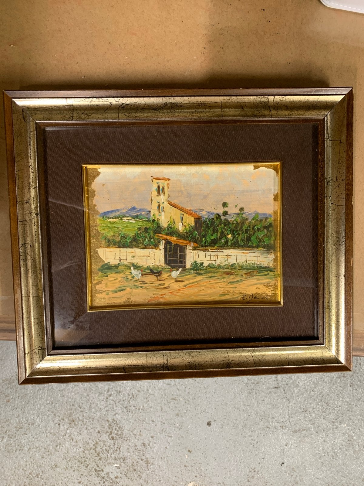 schilderij: Dorpsgezicht met kerk, Paneel, Oud hollands, Ophalen of Verzenden, Gesigneerd