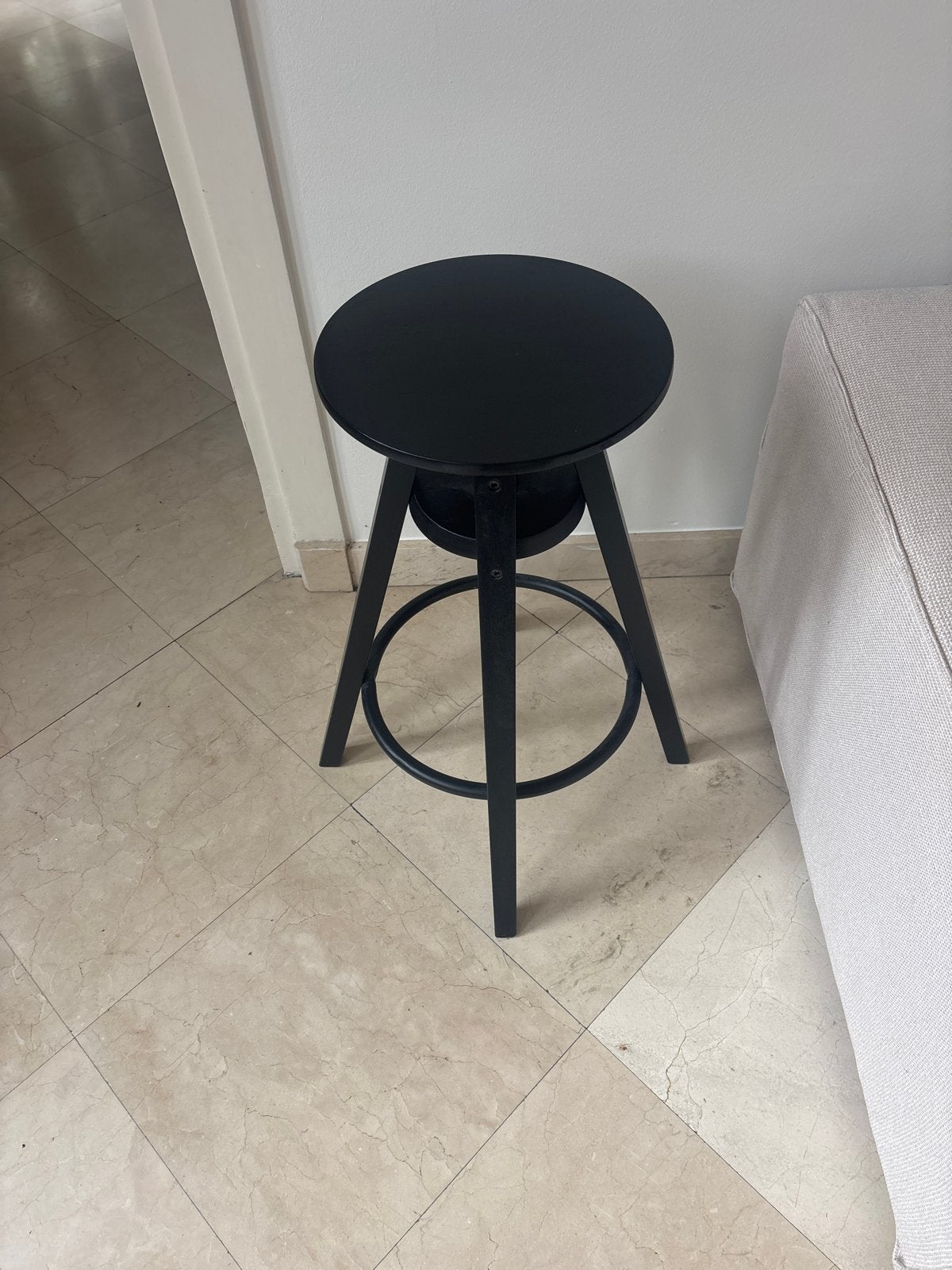 Zwarte IKEA dalfred barkruk, Ophalen, Zo goed als nieuw, Hout