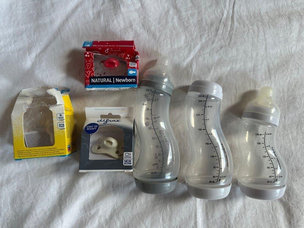Drie nieuwe Difrax flessen met twee nieuwe spenen, Ophalen of Verzenden, Nieuw, Overige typen, Difrax