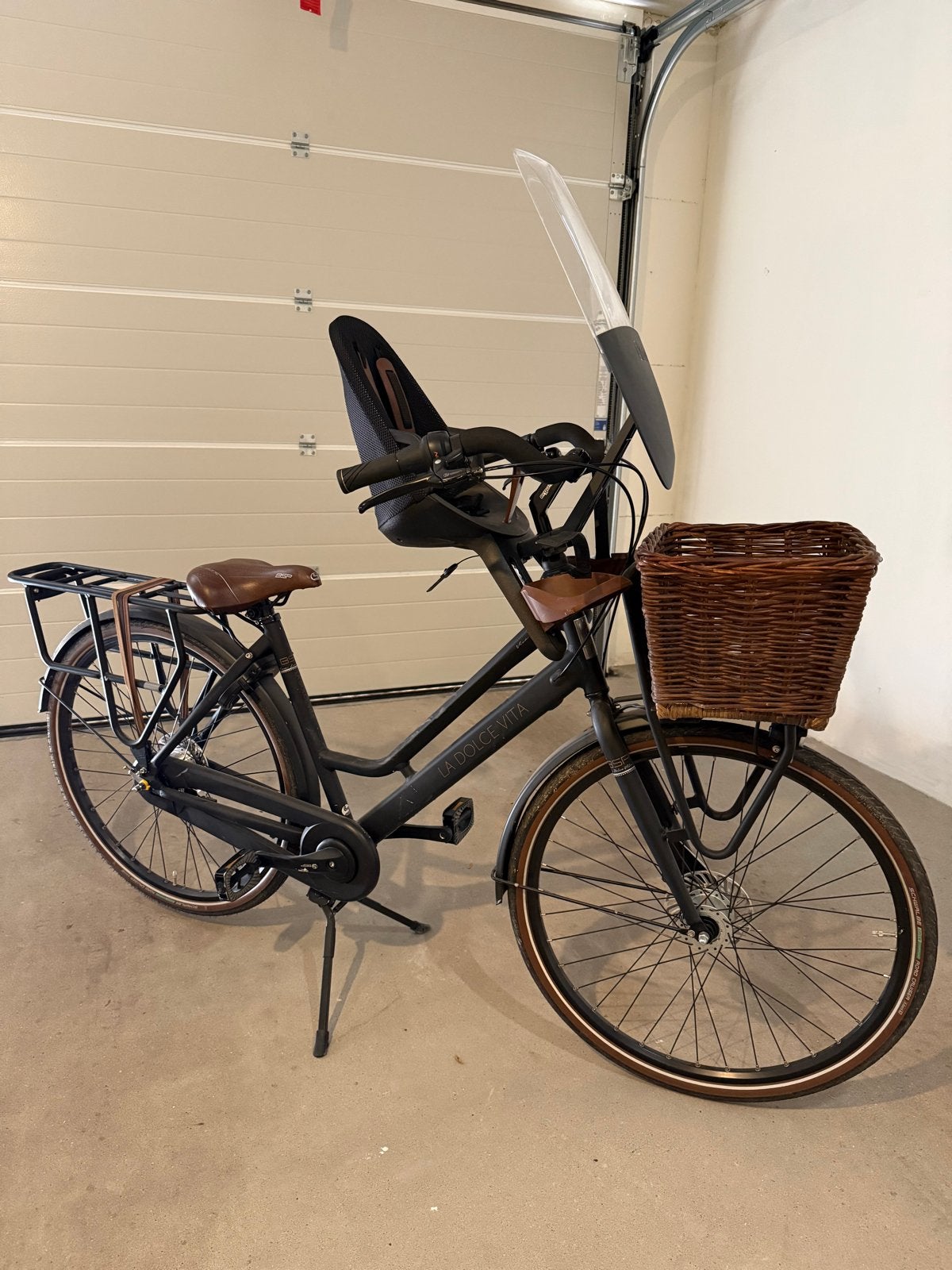 La Dolce Vita damesfiets met kinderzitje en mand, Gebruikt, Versnellingen, 50 tot 53 cm, Schijfrem