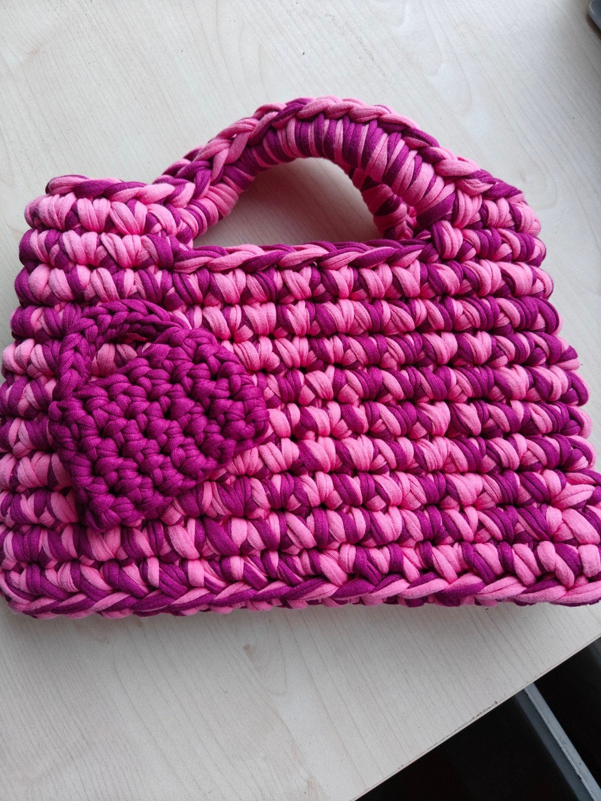 Gehaakt roze tasje en portemonee, nieuw!!, Ophalen of Verzenden, Nieuw, Roze, Schoudertasje