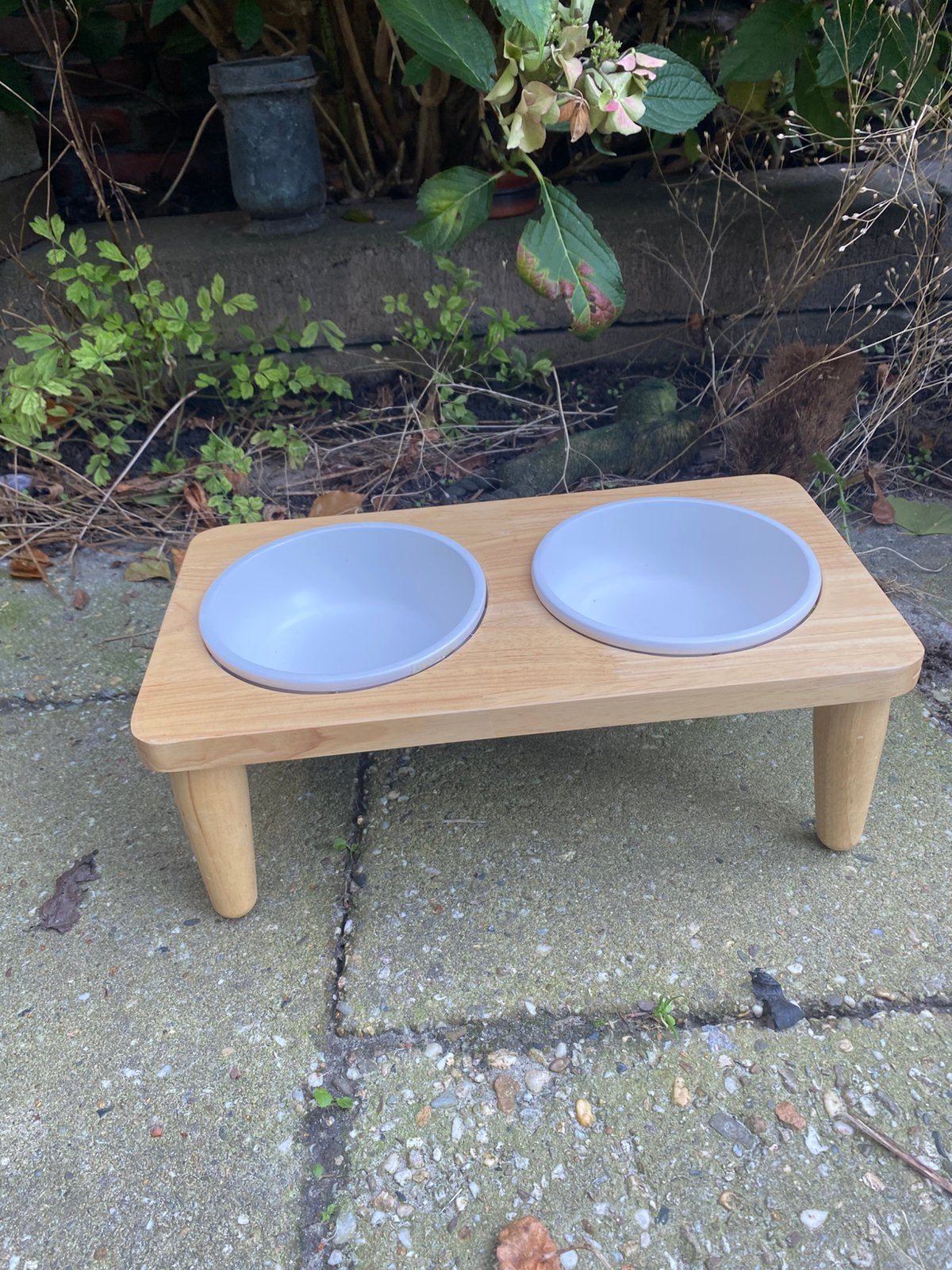 Houten voerset met stenen bakjes, Ophalen of Verzenden, Zo goed als nieuw