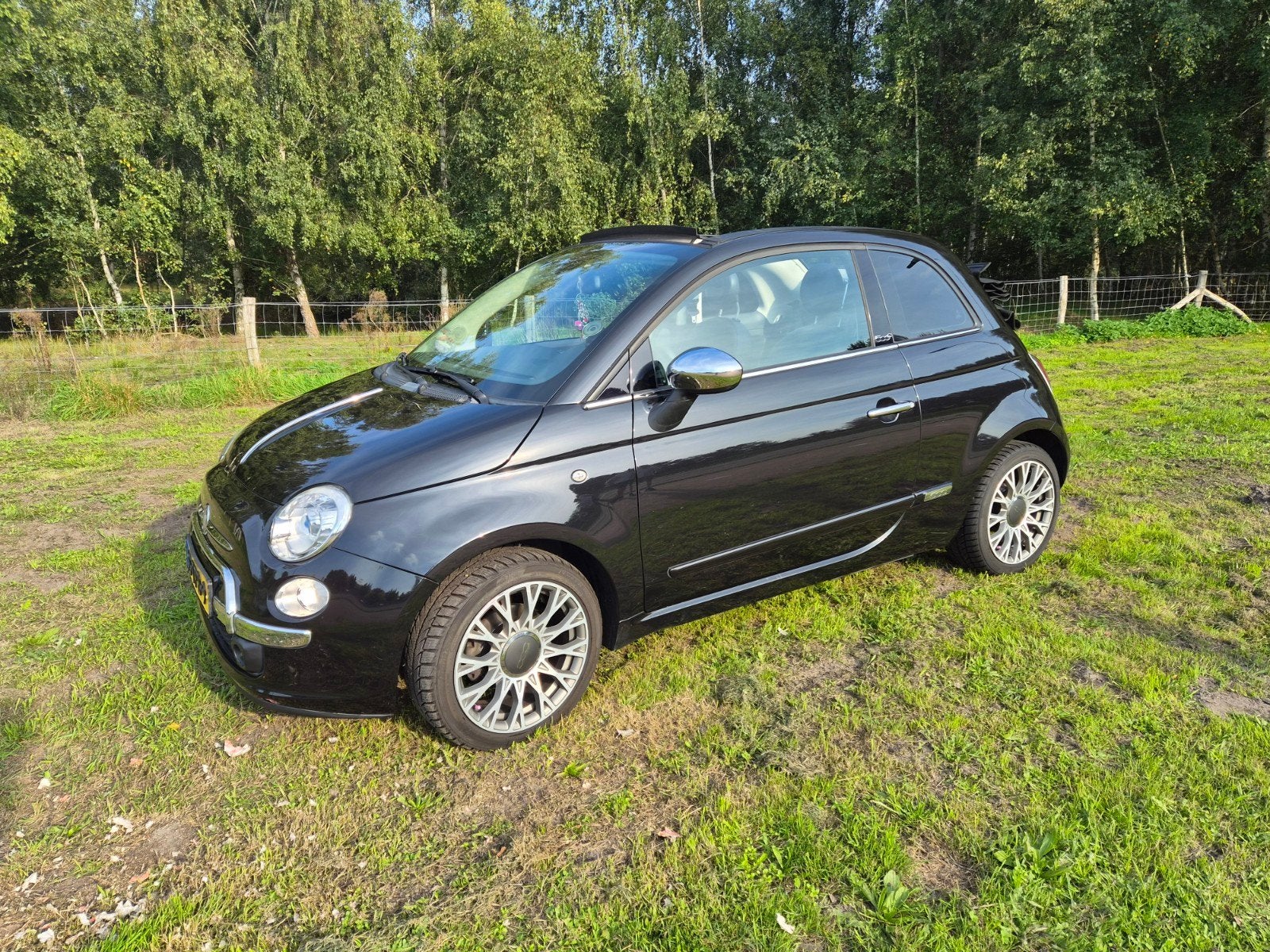 Fiat 500C Twinair Turbo 85pk 2012 Zwart, Auto's, 31 €/maand, Cabriolet, Zwart, Origineel Nederlands