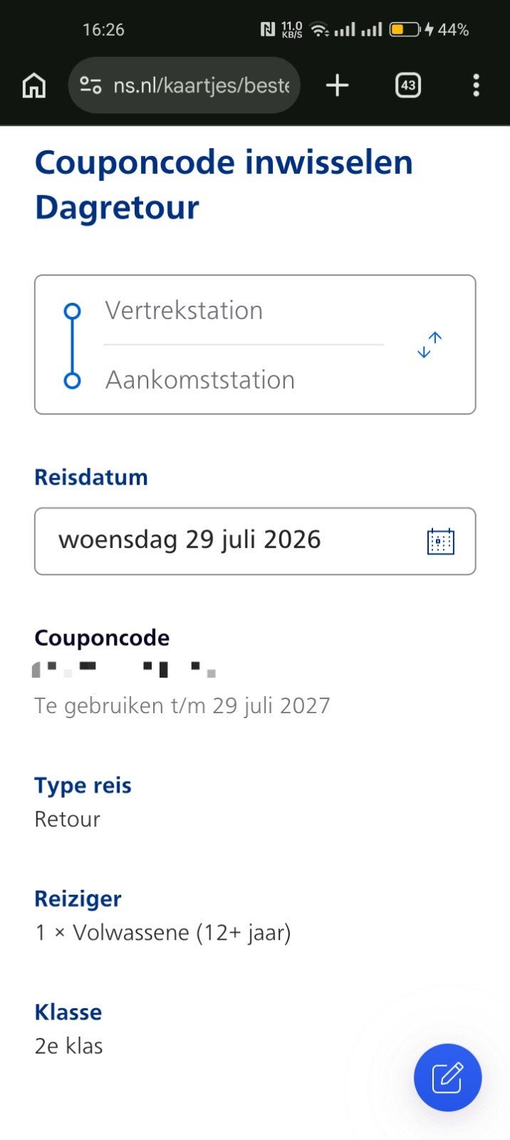 NS Dagretour Eticket