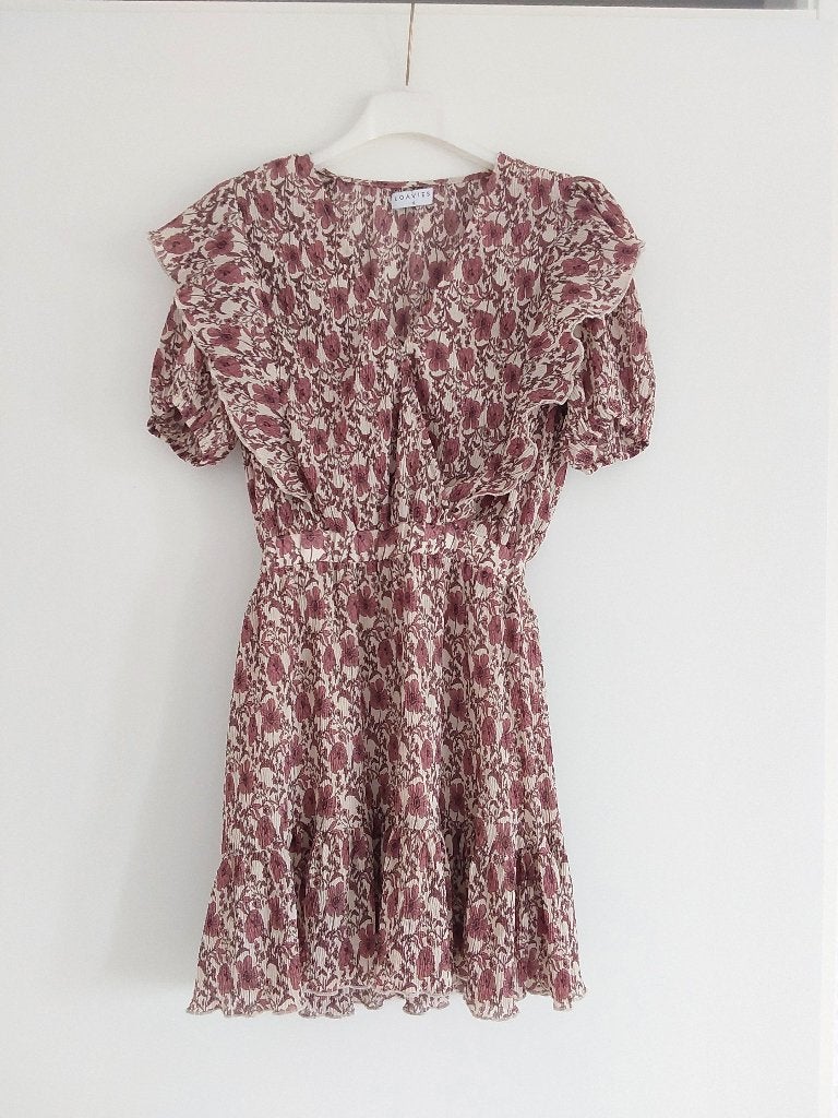 Loavies zomerjurk XS 34 bloemen roze beige, Ophalen of Verzenden, Roze, Maat 34 (XS) of kleiner, Boven de knie