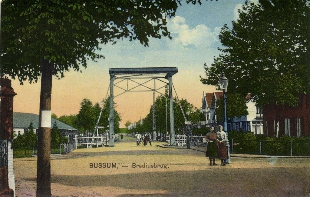 Bussum, - Brediusbrug. - volk - ongelopen, Verzamelen, Ophalen of Verzenden, 1920 tot 1940, Ongelopen, Noord-Holland
