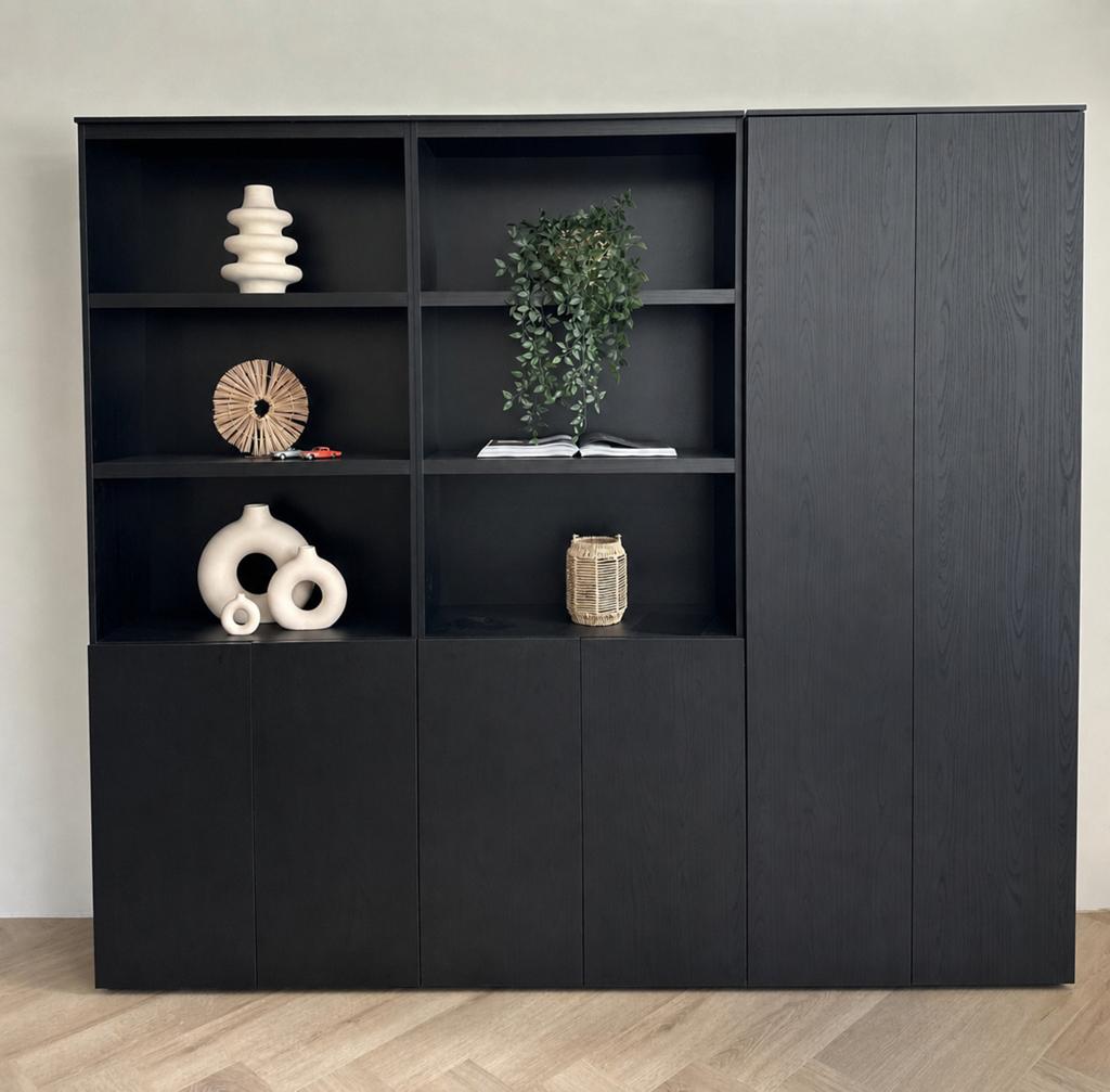 Zen Lifestyle Libra designkasten / wandkasten – zwart, Huis en Inrichting, Kasten | Wandmeubels, Ophalen, Met deur(en), 200 cm of meer