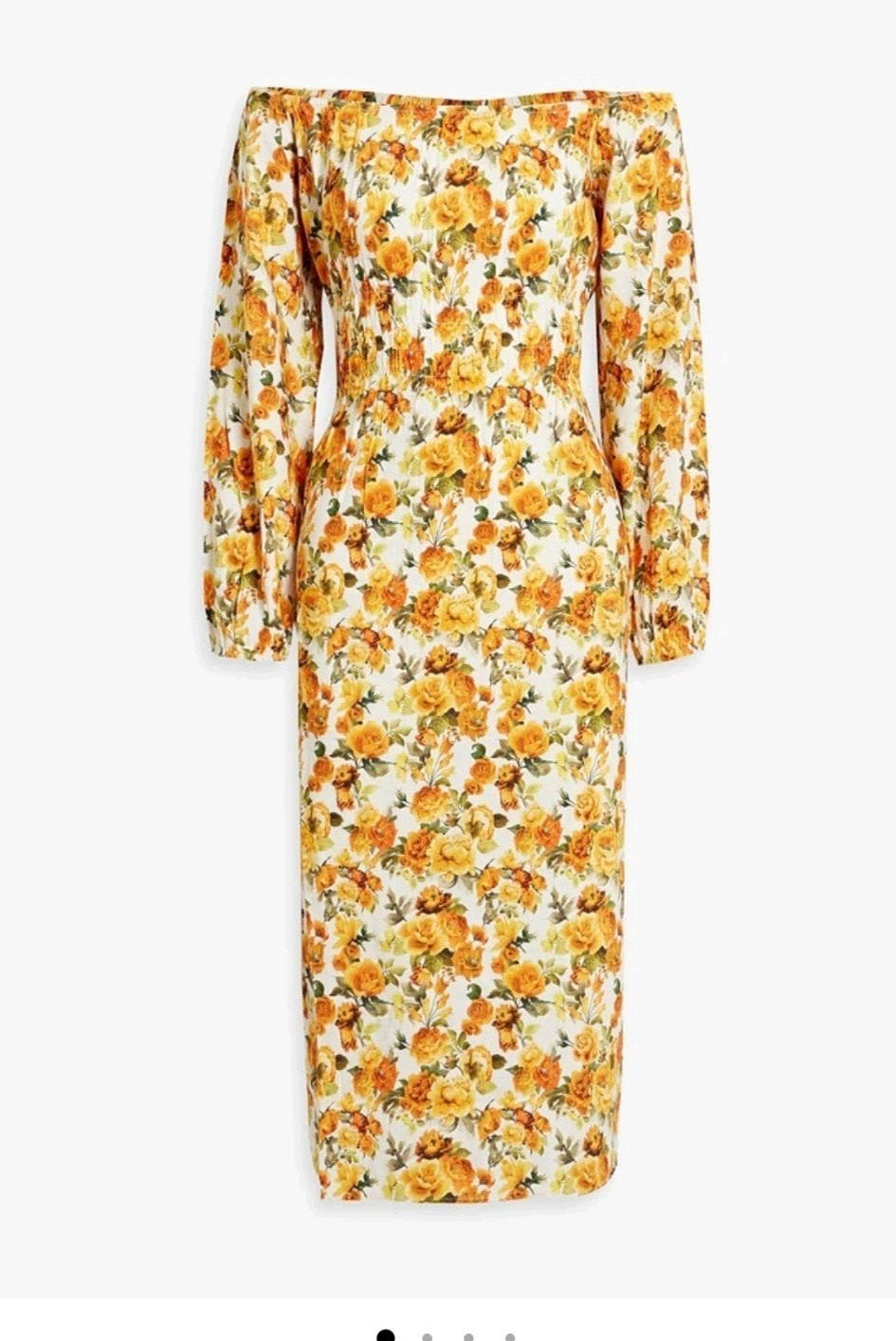 Onia linnen midi jurk met bloemenprint ecru wit geel maat 34, Verzenden, Geel, Nieuw, Onia