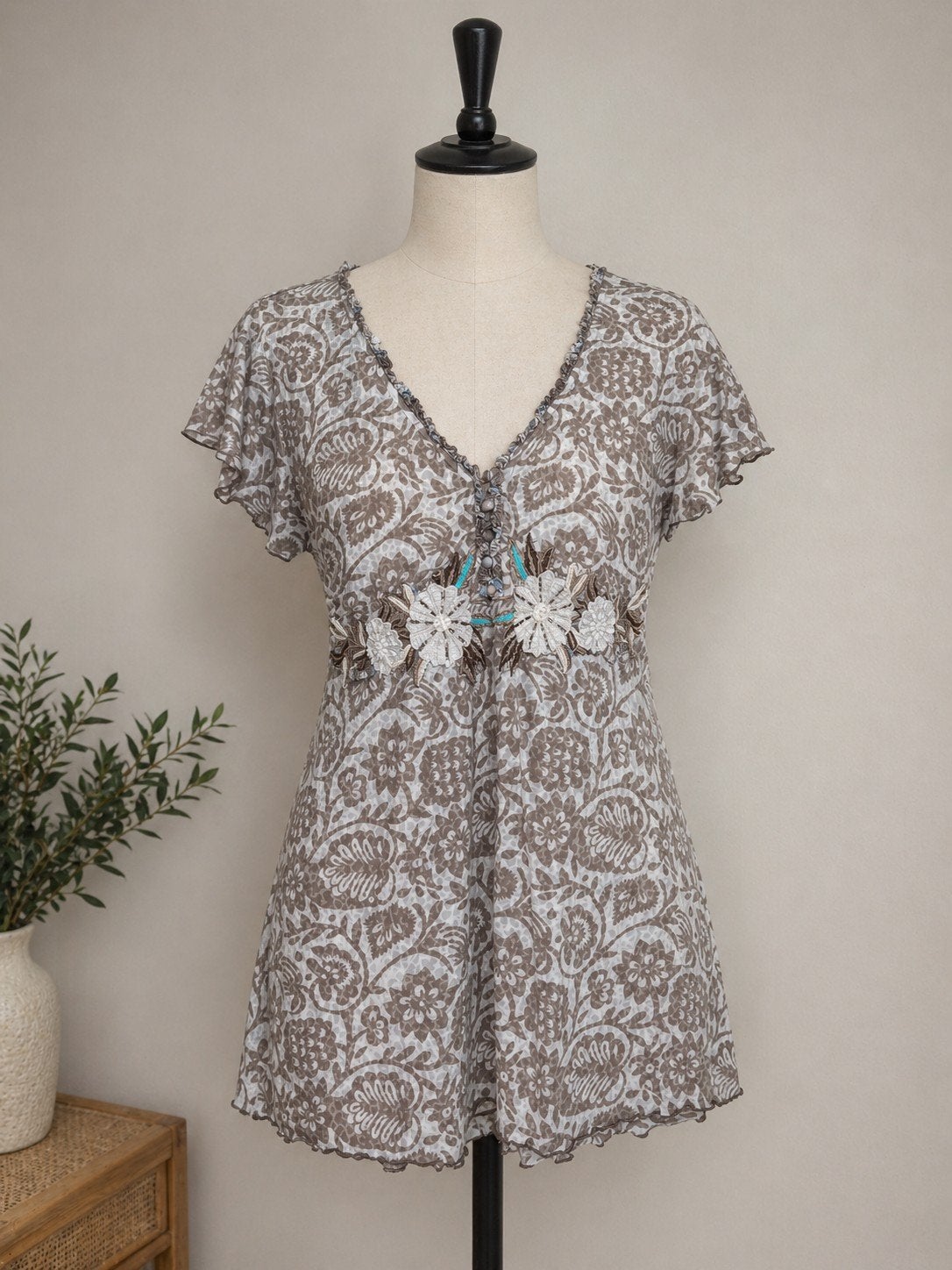 Didi Tuniek Wit Taupe met mooie details, Kleding | Dames, Didi, Ophalen of Verzenden, Gedragen, Overige kleuren