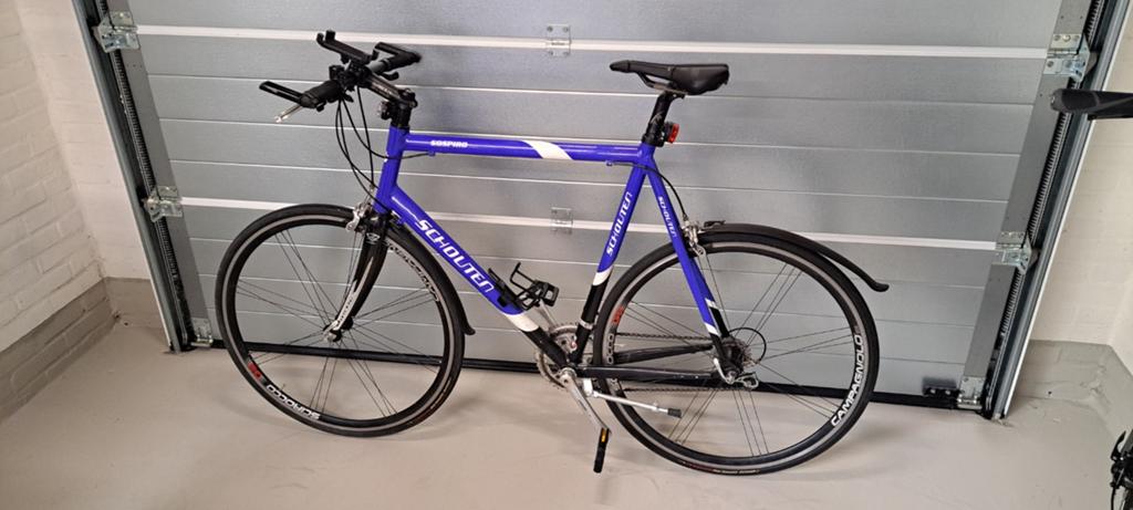 Te koop maat 60 Schouten racefiets recht stuur carbon vork, 28 inch, Gebruikt, 10 tot 15 versnellingen, Aluminium