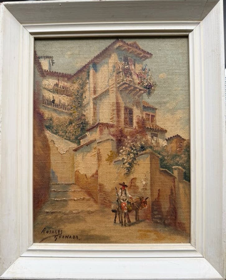 Carlota Rosales - Granada, Overige ondergronden, Ophalen of Verzenden, Olieverf, Stads- / dorpsgezicht