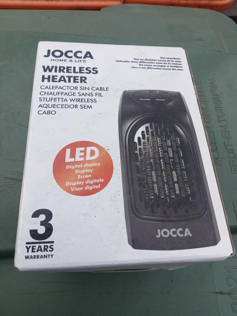 Jocca Draadloze Kachel - Compacte Verwarming met LED, Witgoed en Apparatuur, Airco's, Gebruikt, Tafel- of Grondventilator, Verwarmen
