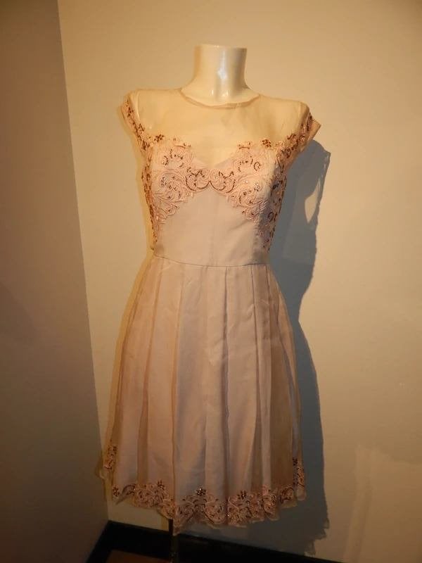Ted Baker schitterende jurk voile laag met kralen steentjesM, Maat 38/40 (M), Verzenden, Knielengte, Roze