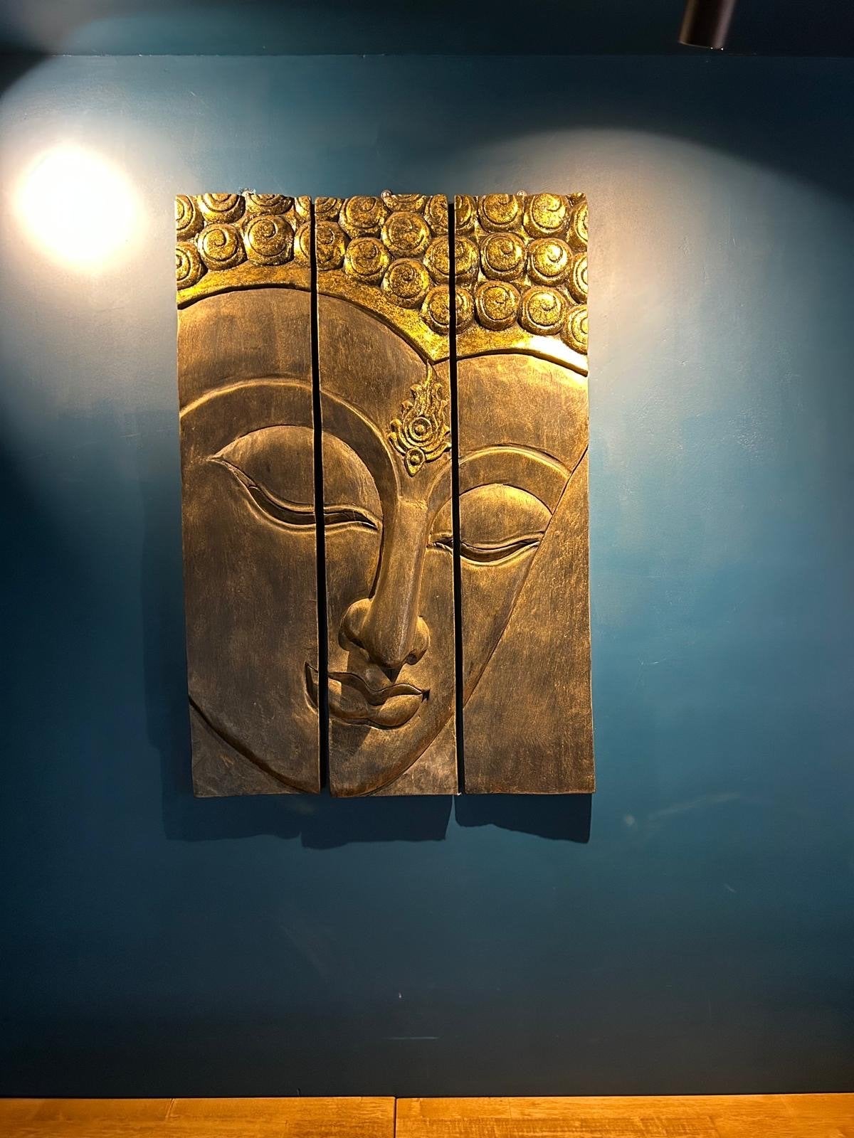 3 Luik Boeddha Schilderij - Wanddecoratie, Ophalen, 50 - 100 cm, Handgemaakt, Wanddecoratie