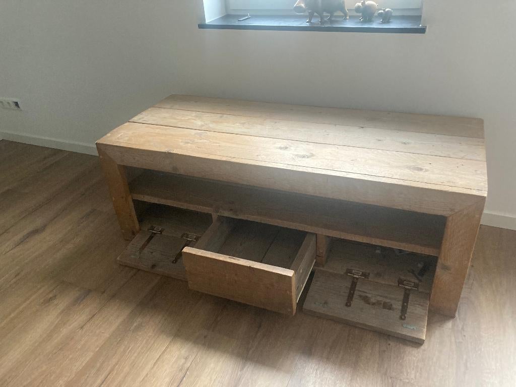 TV meubel steigerhout, Ophalen, Gebruikt, 100 tot 150 cm, Steigerhout