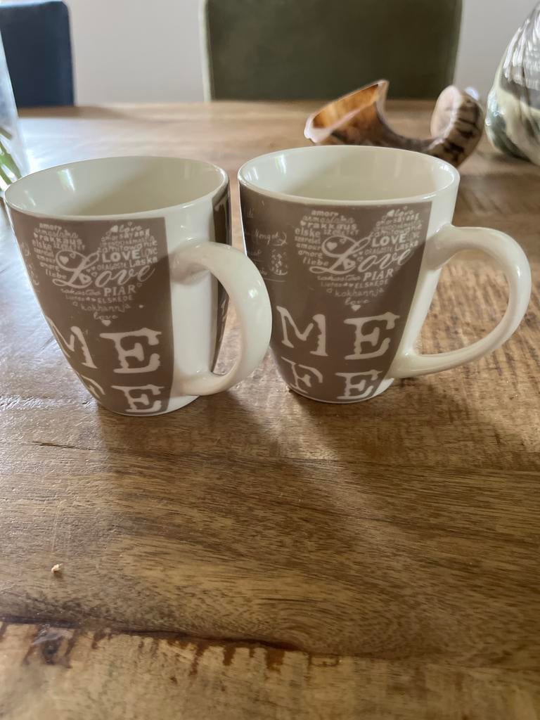 Set van 2 'Home Life' mokken - Zo goed als nieuw, Ophalen of Verzenden, Gebruikt