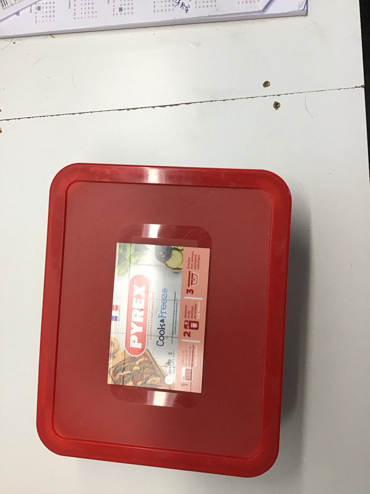 Pyrex Cook & Freeze Glazen Ovenschaal met Deksel, Ophalen, Nieuw, Rood, Glas