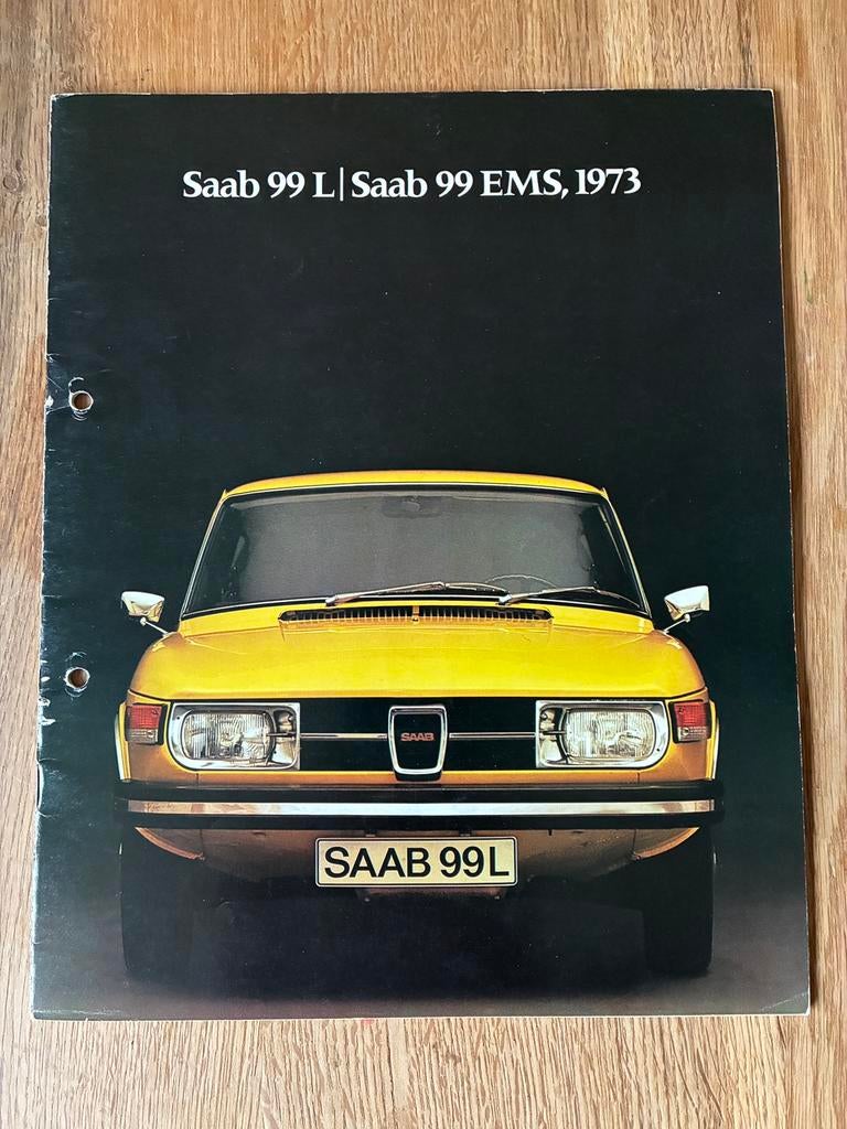 Saab 99 L en EMS brochure 1973, Ophalen of Verzenden, Zo goed als nieuw, Overige merken