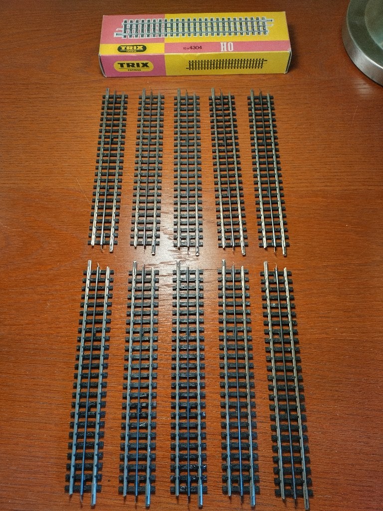 Trix Express 4304 - Rechte rails (10x) - OVP, Gebruikt, Gelijkstroom, Trix, Rails