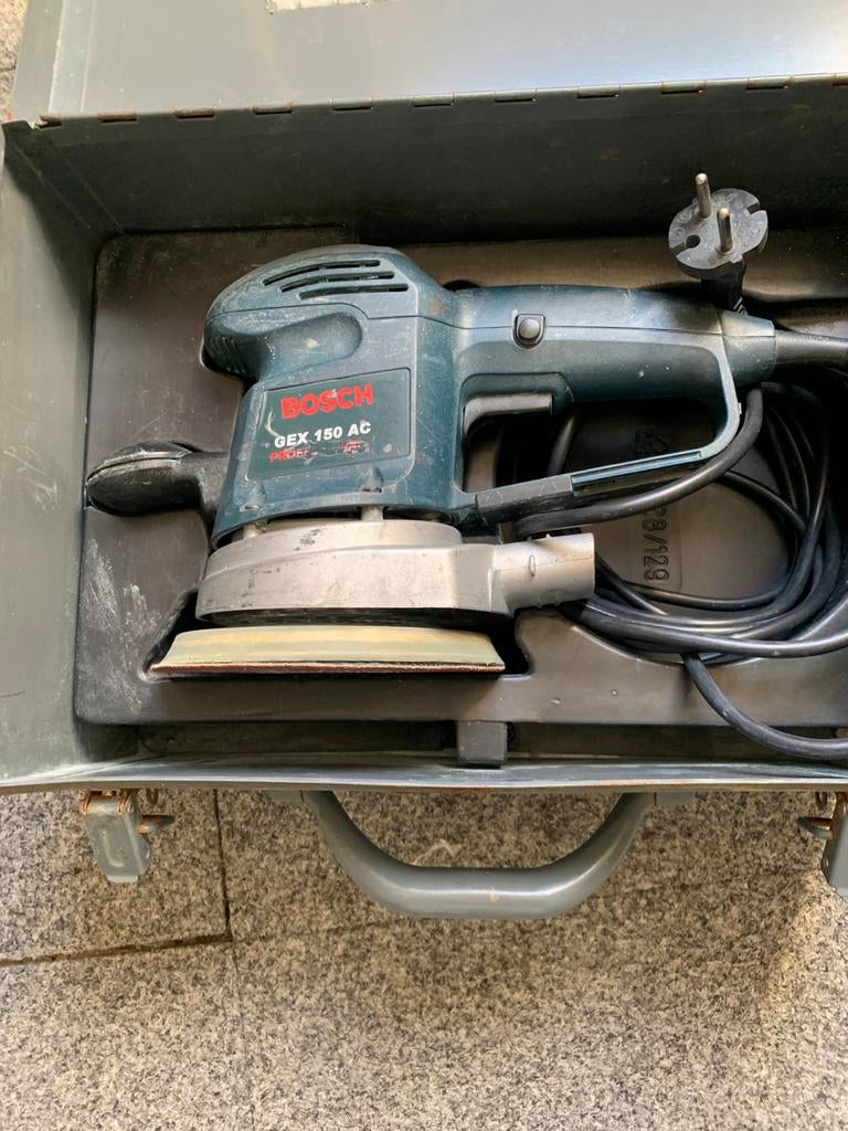 Bosch blauw schuurmachine GEX 150 Ac, Ophalen of Verzenden, Zo goed als nieuw, Minder dan 600 watt, Vlakschuurmachine