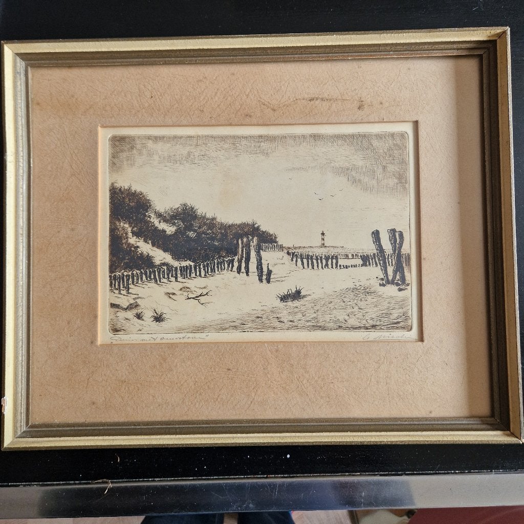 Ets A. Nicolai Breskens, Antiek en Kunst, Kunst | Schilderijen | Klassiek, Ophalen of Verzenden, Realistisch, Landschap