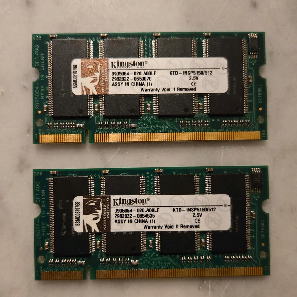 2x512mb, DDR, 333mhz Kingston sodimm kit, Computers en Software, RAM geheugen, 1 GB of minder, Verzenden, Laptop, DDR