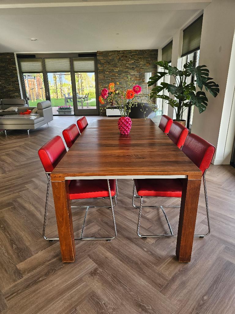 eetfafel Leolux kersenhout, Huis en Inrichting, Tafels | Eettafels, Ophalen, 200 cm of meer, 50 tot 100 cm, Zo goed als nieuw