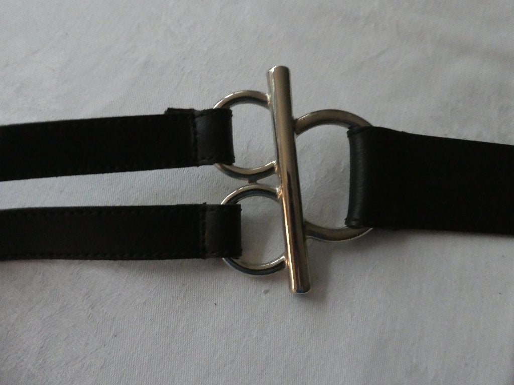 Zwart leren damesriem, Robako, 3 tot 5 cm, 90 tot 100 cm, Tailleriem