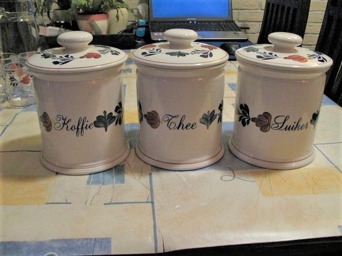 Boerenbont voorraadpotten koffie/thee/suiker Boerenbond, Gebruikt, Ophalen of Verzenden, Royal Boch, Aardewerk