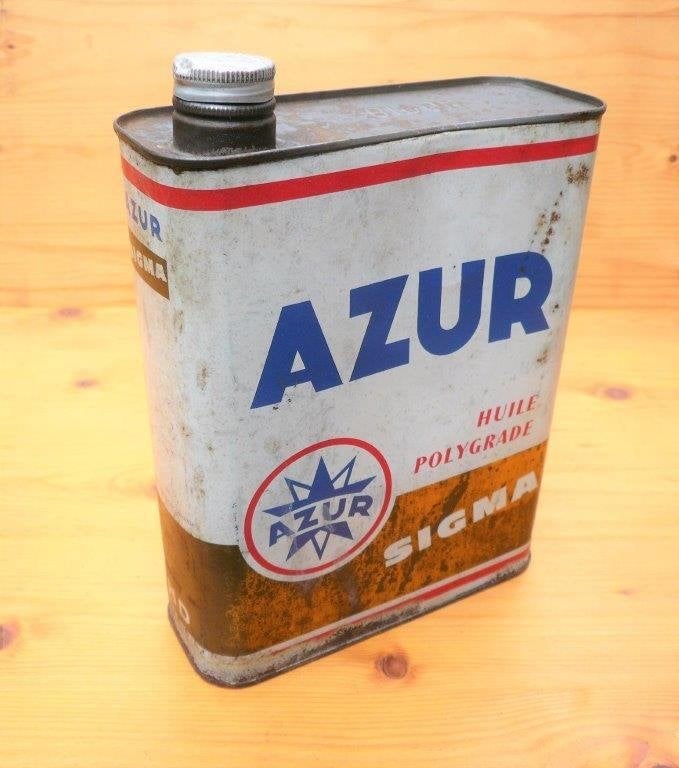 olieblik motorolie (leeg). Azur sigma huile pour moteur esso, Verzamelen, Merken en Reclamevoorwerpen, Ophalen of Verzenden, Gebruikt