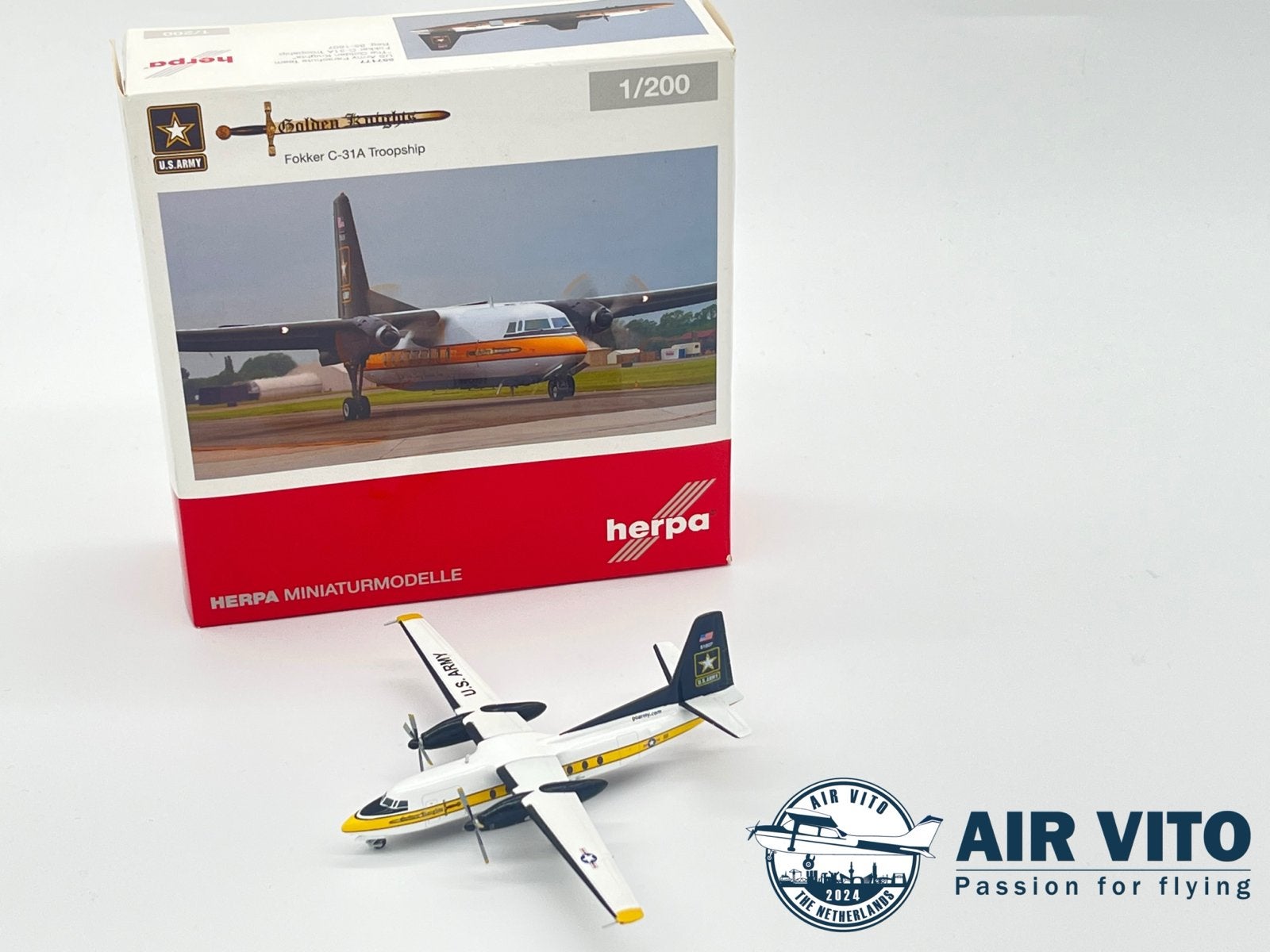 Herpa Fokker C-31A Troopship U.S. Army 1:200 Nieuw, Verzamelen, Schaalmodel, ., Nieuw, Ophalen of Verzenden