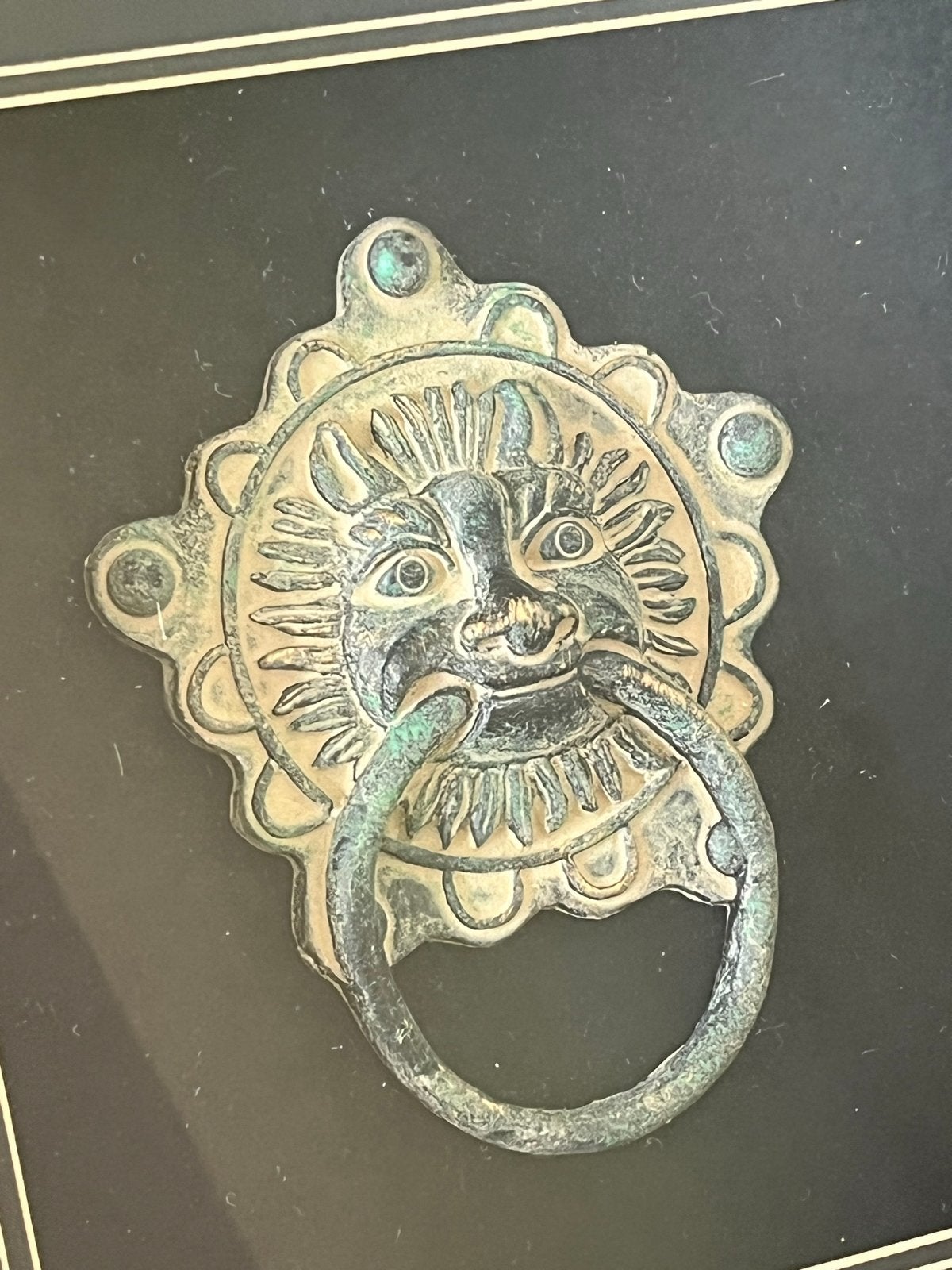 Ingelijste bronzen deurklopper - Antiek decoratie, Antiek en Kunst, Ophalen of Verzenden