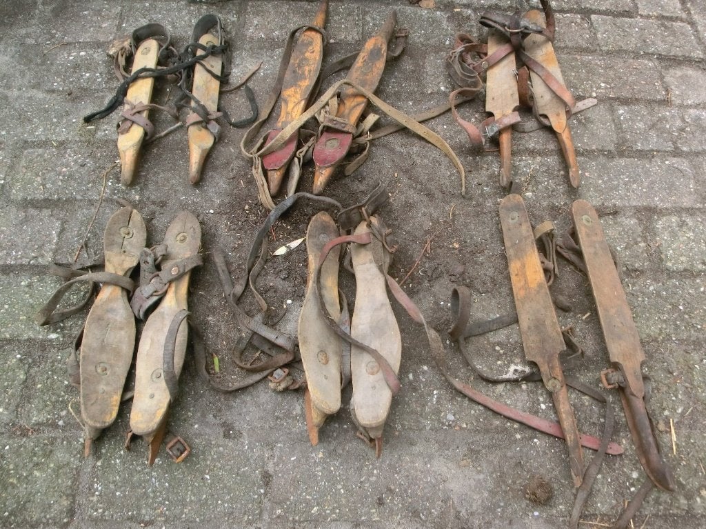 6 paar antieke houten schaatsen / Friese doorlopers, Ophalen of Verzenden, Gebruikt, Friese doorlopers, Overige merken