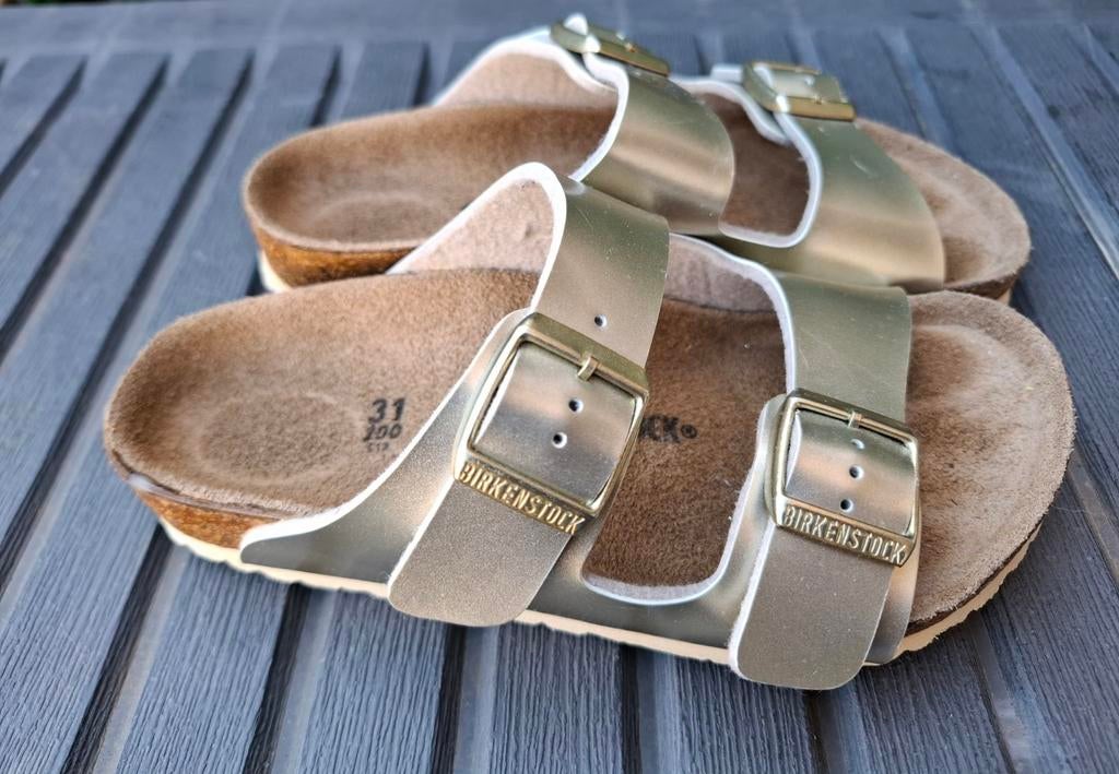 Birkenstock sandalen goud - Maat 33, Meisje, Overige typen, Ophalen of Verzenden, Zo goed als nieuw