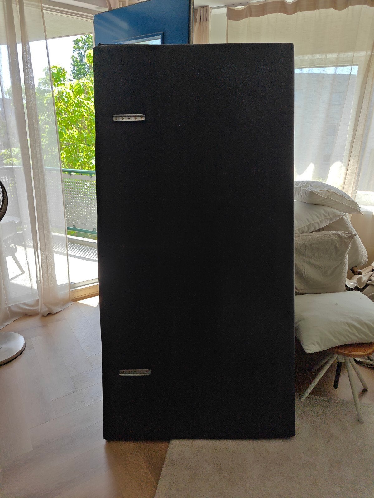 Boxspring 180 x 200, Huis en Inrichting, Slaapkamer | Bedden, Gebruikt, Eenpersoons, 180 cm, 200 cm, Stof, Zwart, Ophalen of Verzenden