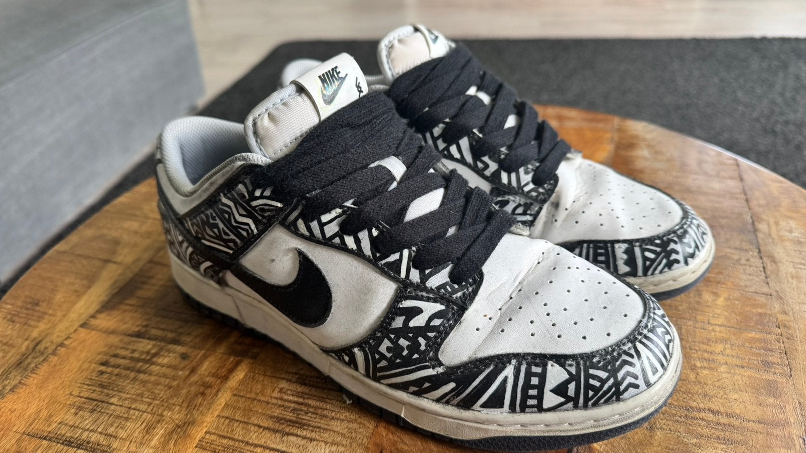 Nike Dunk Low custom, Kleding | Heren, Schoenen, Ophalen of Verzenden, Gedragen, Wit, Sneakers of Gympen