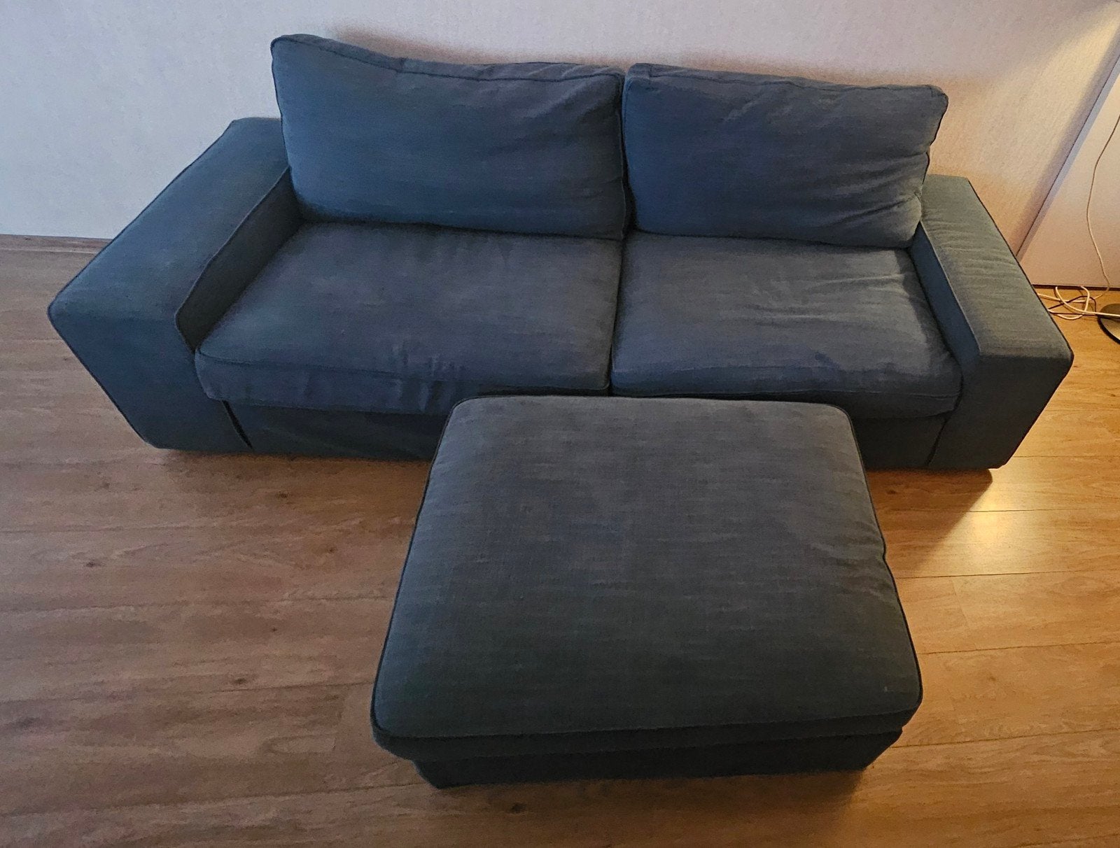Ikea Kivik 3-zits bank Gunnared blauw + voetenbank, Ophalen, Gebruikt, Driepersoons, Stof