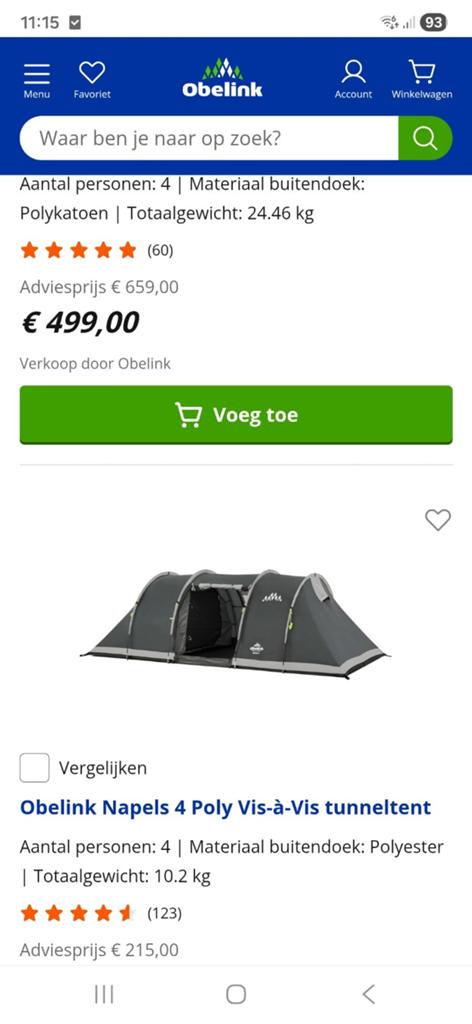 Te koop 4 persoons tunneltent., Ophalen