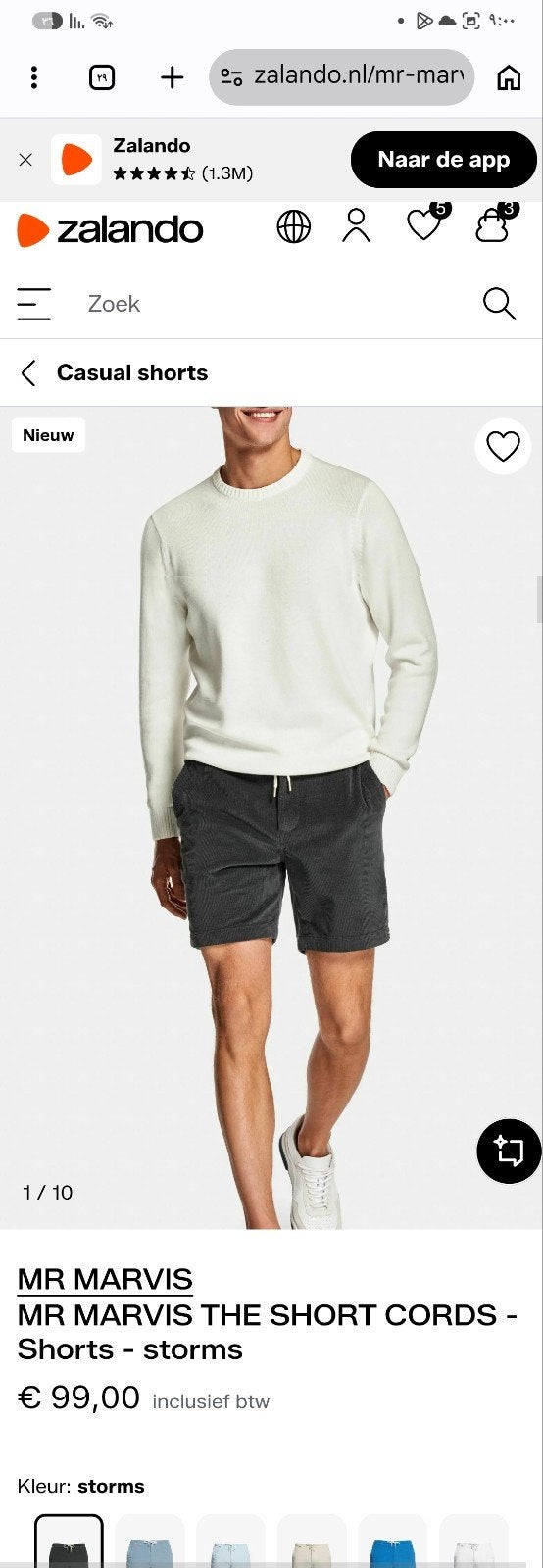 Mr Marvis The Short Cords - Storms - Maat XL/w36, Ophalen of Verzenden, Nieuw, Maat 56/58 (XL), Grijs