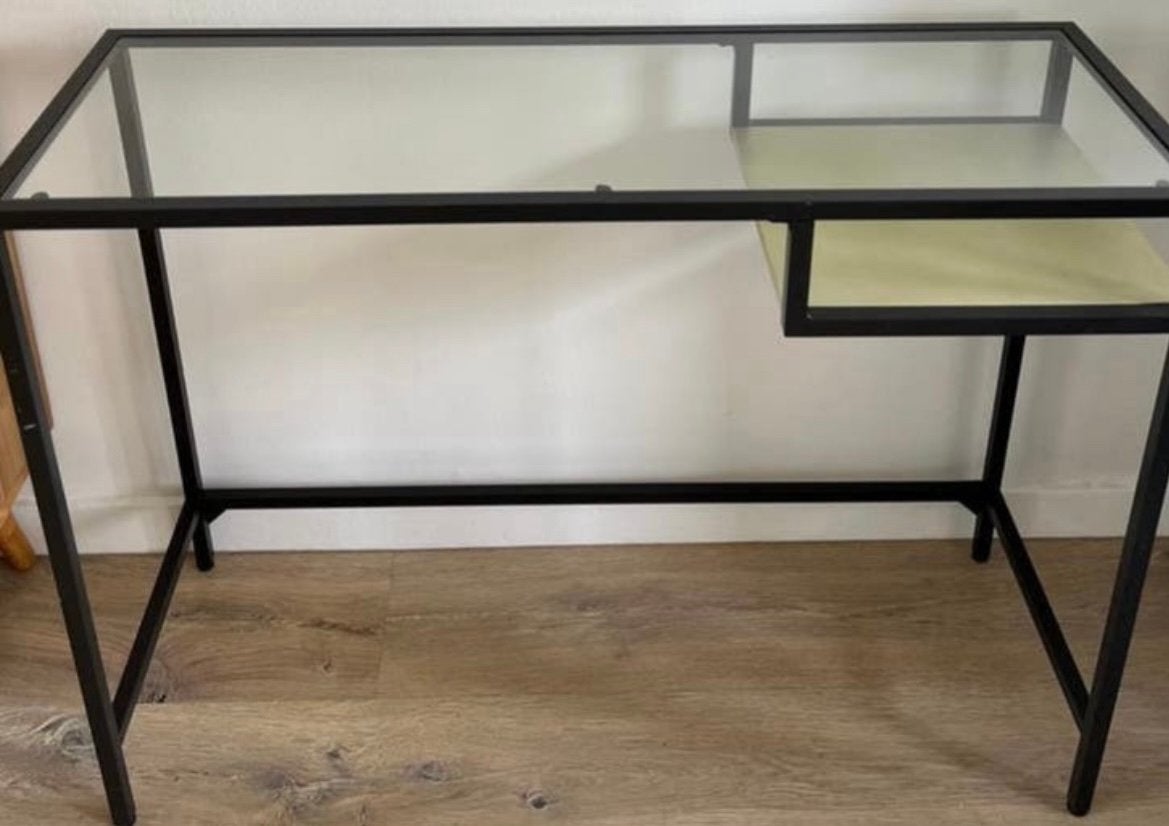 Sidetable - bureautje glas/metaal, Ophalen, Zo goed als nieuw