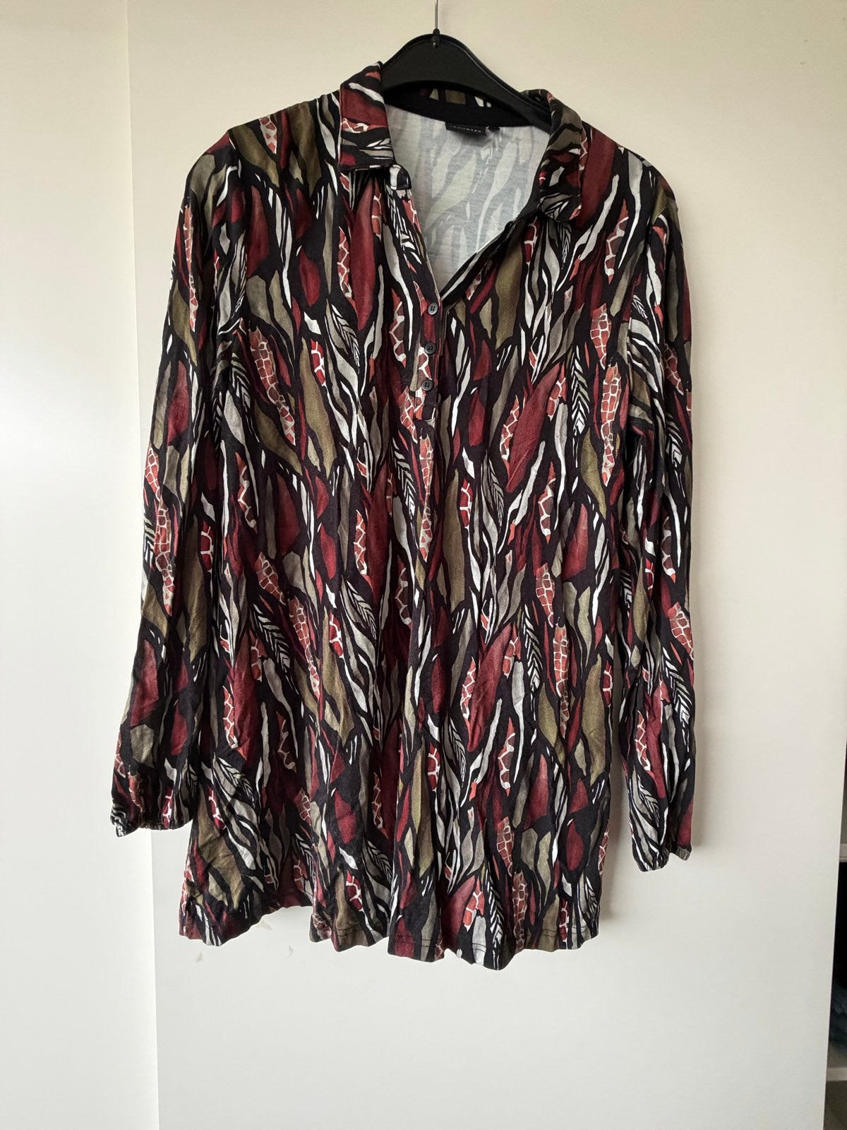 Brandtex tuniek met bladprint - Maat L, Ophalen of Verzenden, Zo goed als nieuw, Maat 42/44 (L), Meerkleurig