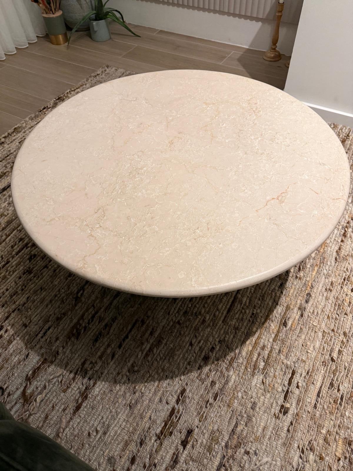 Eleonora Xavi Salontafel - Crème Marmer Look, Overige materialen, 100 tot 150 cm, Zo goed als nieuw, Ovaal