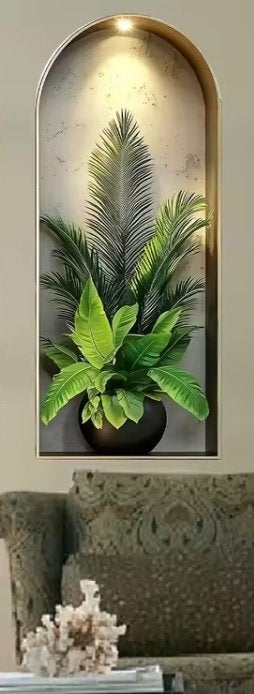 Zelfklevende muursticker plant H60xB25cm, 25 cm, Schilderij, 60 cm, Nieuw